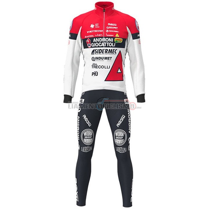 Abbigliamento Ciclismo Androni Giocattoli Manica Lunga 2021 Bianco Rosso